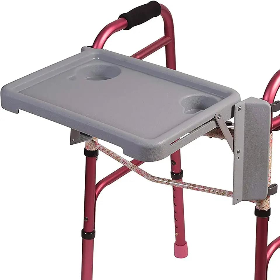 DMI Walker Tray, Rollator Tray, Mobility and Walker Accessory Tray Table Fits Most Standard Walkers, Folding with Two Cup Holders and Tool Free Assembly, 16 x 11.8 inch