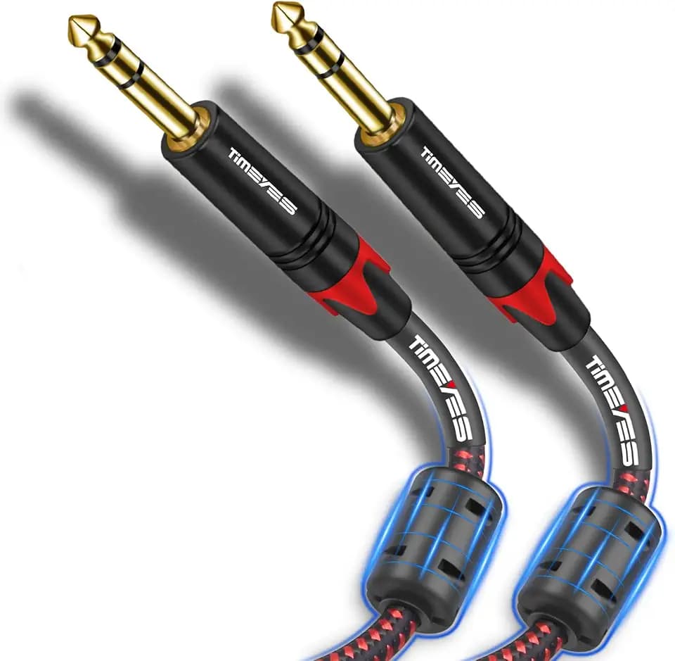 1/4 Inch 6.35mm TRS Cable 2M, TRS 6.5mm Male to 6.5mm Male Balanced Instrument Cable, Jack 6.35mm(1/4'') Stereo Audio Interconnect Cord for Mixing Console, Speaker, Amplifier Quarter Inch 6FT