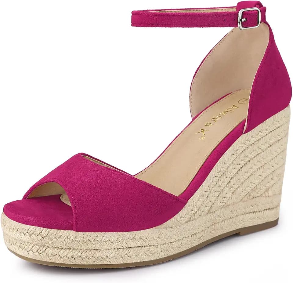Allegra K Women Platform Espadrille Wedge Open Toe Ankle Strap Sandals