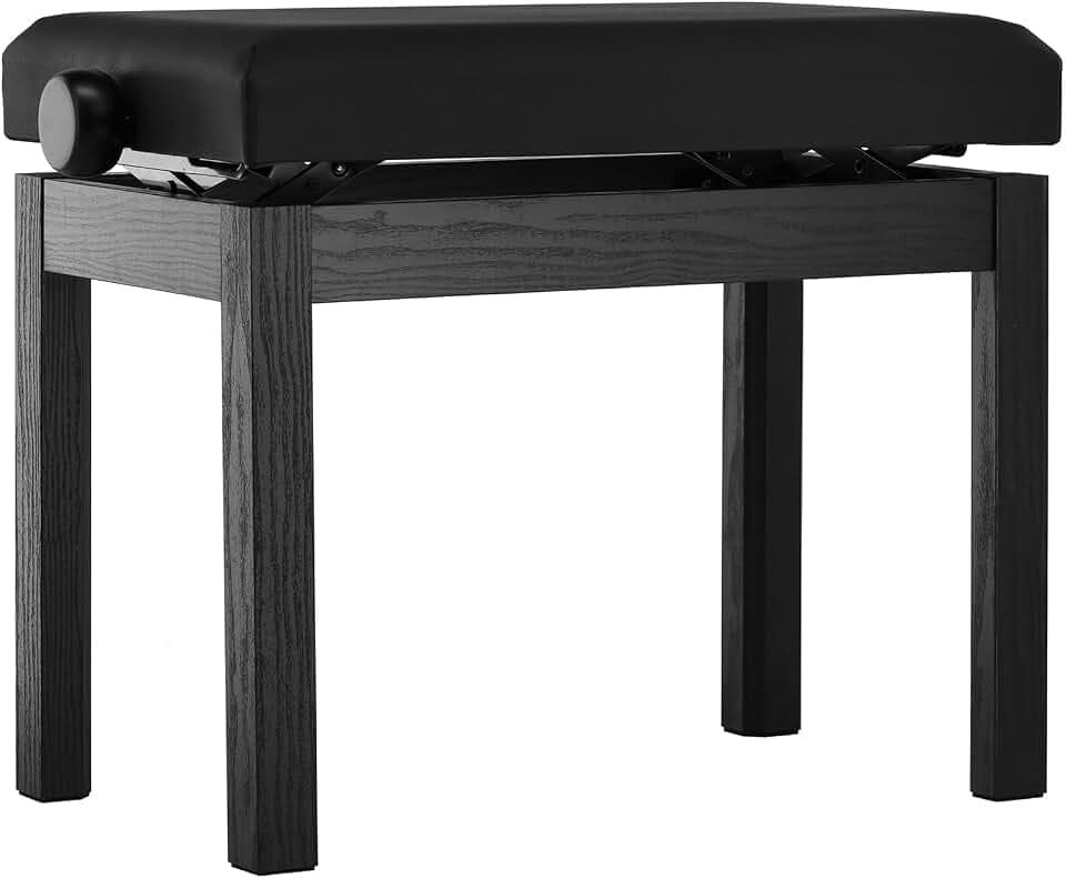 GEWA Pianobank Student - Massivholz - Sitzbezug Kunstleder - Leichtgängige Höhenverstellung 48-57 cm - Stabile Konstruktion - schwarz matt