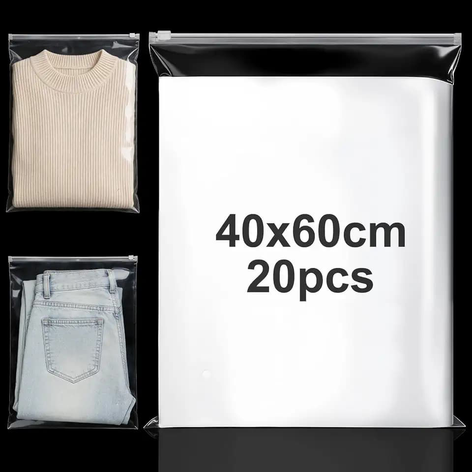 40x60 cm Zipper Beutel 20 Stück Zip Beutel Transparent Ziplock Groß