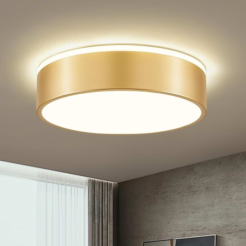 Moderne Deckenlampe, LED Deckenleuchte Gold Metall, 4000K,24W