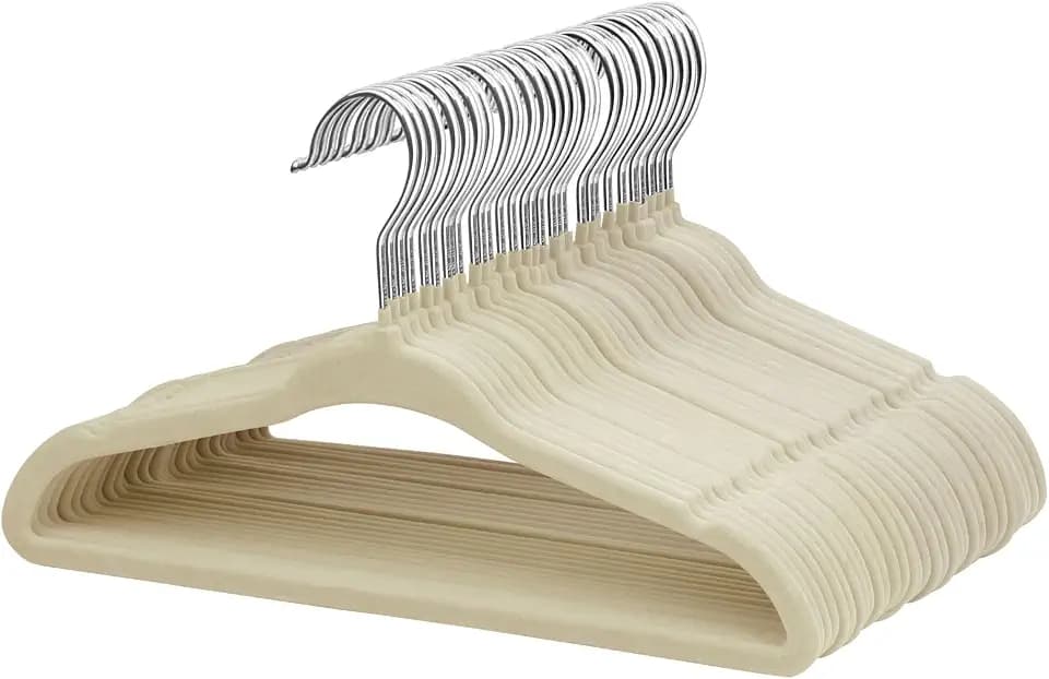 ManGotree 11" Baby Velvet Hangers Non-Slip Kids Hangers 30 Pack Beige