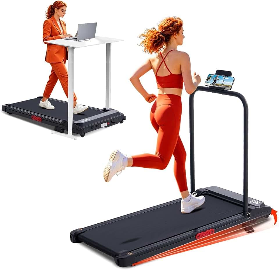 Portable Treadmills for Home Compact Walking Pad with Handle Bar Incline