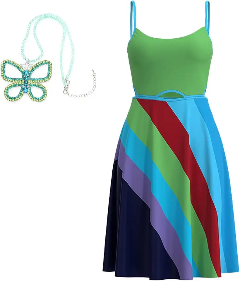 13 Going On 30 Kleid mit Schmetterlingskette, Jenna Rink Tiger Mist Kleid, Sommer, rückenfrei, figurbetontes Kleid