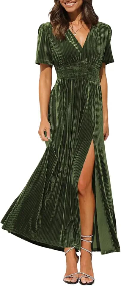 Sissyaki Women's Velvet Maxi Dress Fall Formal Wedding Guest Cocktail Dress
