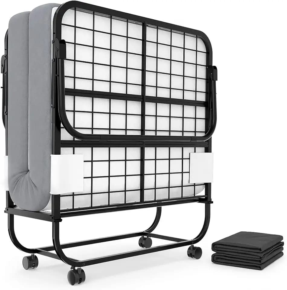 Folding Bed with Mattress for Adults, Rollaway Bed, 75" x 31"
