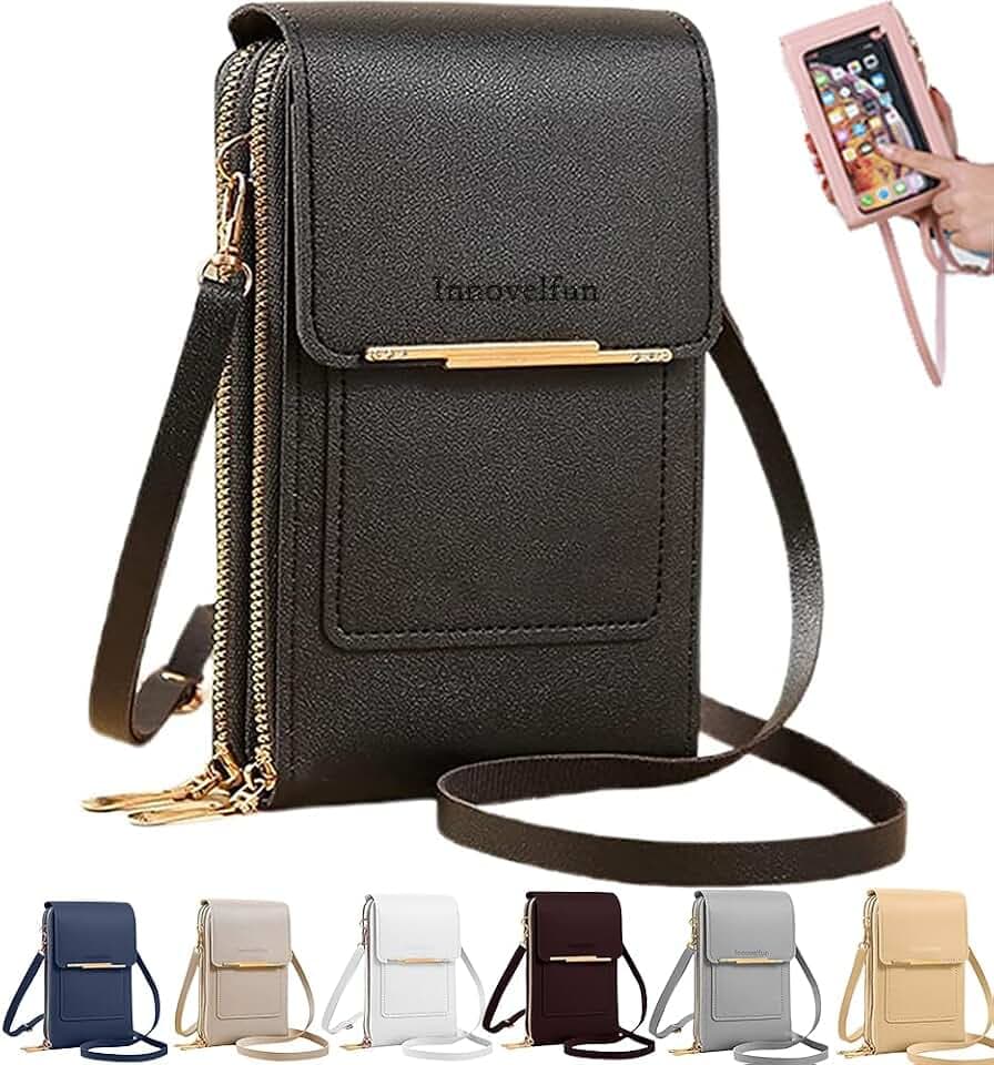 Anti-Theft Leather Bag,Small Crossbody Cell Phone Purse Wallet for Women,Touchscreen Phone Purse Crossbody Bag