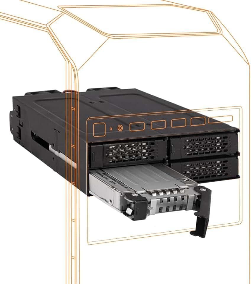 ICY DOCK 4 x 2.5 NVMe U.2/U.3 SSD PCIe 4.0 Mobile Rack for 5.25" Bay with OCuLink | ToughArmor MB699VP-B V3