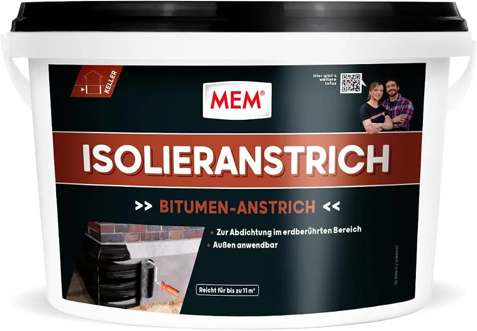 MEM Isolieranstrich Schwarz – 5 l – Bitumen-Anstrich
