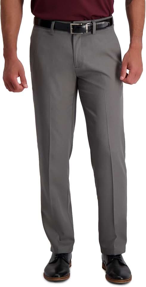 Haggar Men's Cool 18 Pro Straight Fit Flat Front Super Flex Waistband Casual Pant