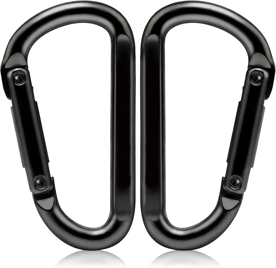 EZYA Heavy Duty Carabiner Clips, 860lbs - 3" Iron Carabiners for Keys, Gym, Camping, Hiking Accessories - D-Ring Keychain Hooks for Hammocks, Backpacks, Outdoor Gear