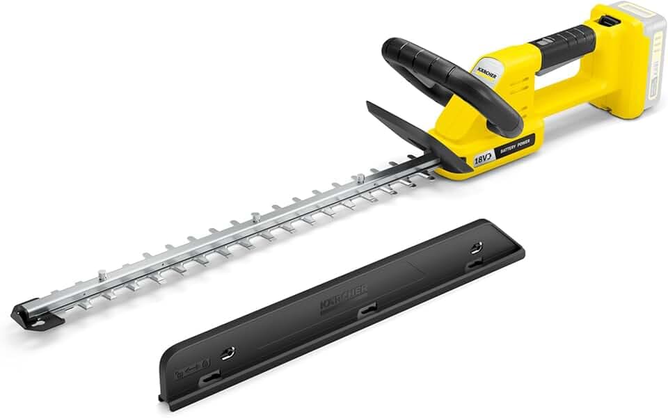 Kärcher Akku‑Heckenschere HGE 3-18, Schnittlänge: 50 cm, Gewicht: 2,4 kg, Sägefunktion, 2-Hand-Sicherheitsschaltung, verwendbar mit dem Kärcher 18-V-Akku, ohne Akku und Ladegerät