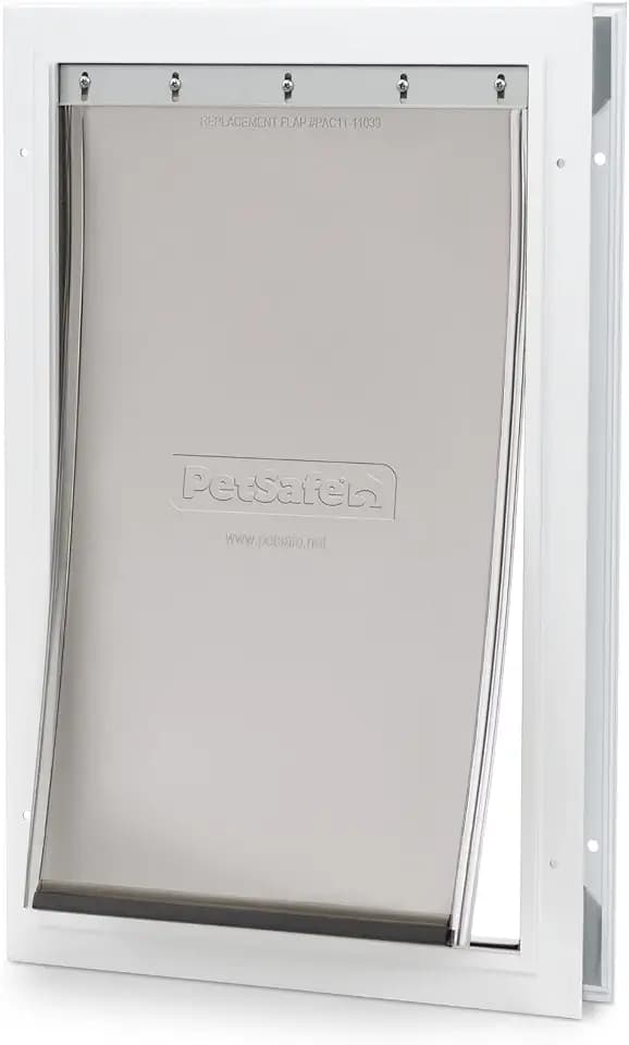 PetSafe Freedom Aluminum Dog and Cat Door with Durable White Frame and Tinted Vinyl Flap, Indoor and Outdoor, Easy to Install, Large and X-Large