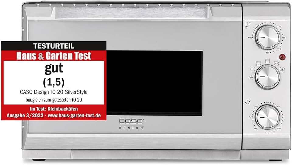 CASO TO 20 SilverStyle - Backofen, 20L, 3 Einschubebenen, 70-230°C