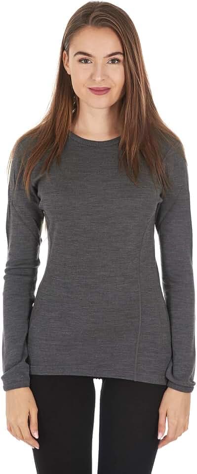 100% Merino Wool - Women's Midweight Base Layer - Long Sleeve Crew