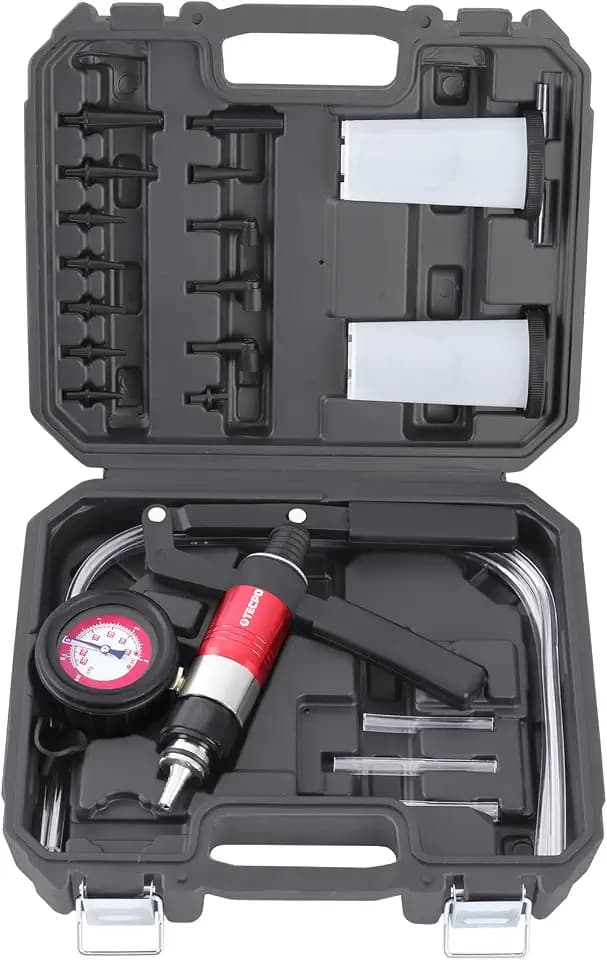 TECPO Unterdruck Vakuumpumpe Druckpumpen Satz Prüfgerät Vakuumtester KFZ Auto Bremsenentlüftungsgerät Set Druckprüfer Entlüftung Vakuum Handpumpe Kit