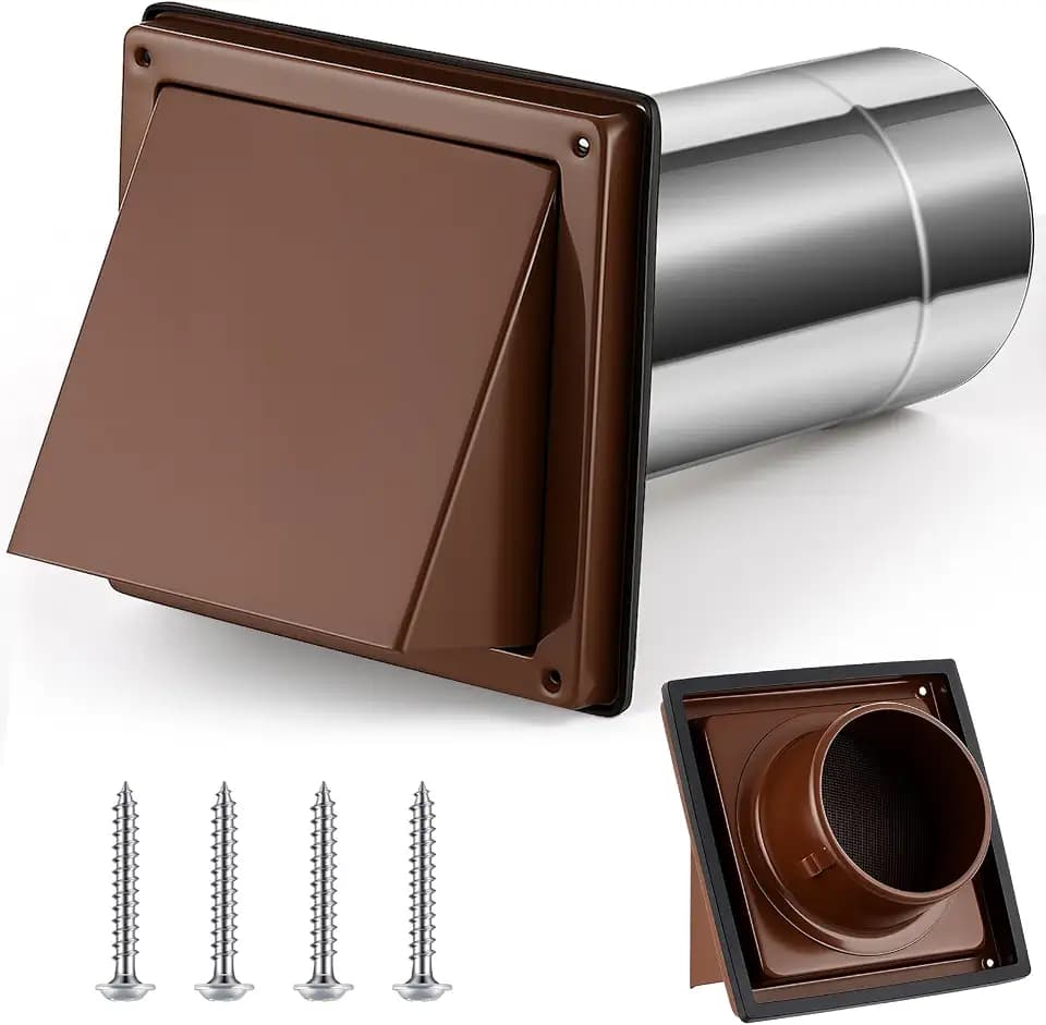 Gisafai 4" Dryer Vent Cover Outside with Stainless Steel Guard, Brown