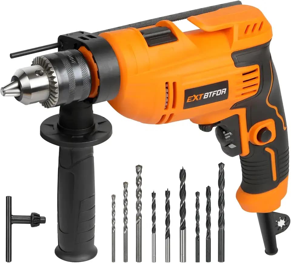 5.8Amp Hammer Drill,1/2" Variable Speed 9 Bits,Aauxiliary Handle