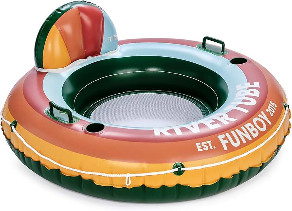 FUNBOY Inflatable River Tube for Adults for Floating Rivers Recreationally, Heavy-Duty Premium Water Float with 2 Cup Holders