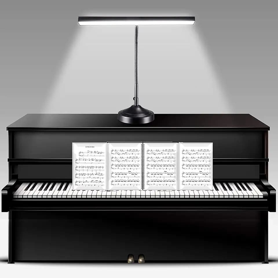 Klavierlampe, 2 in 1 Klavierleuchte LED mit Sockel & Klemme Austauschbar, Notenpultleuchte LED Schreibtischleuchten für Klavierständer, Home Office, 3 Farbmodi & 30 Helligkeitsstufen