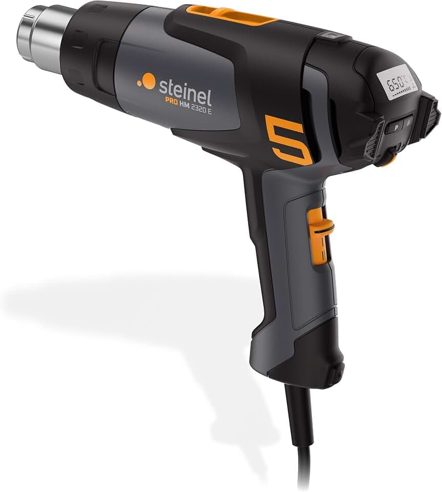 Steinel Heißluftpistole HM 2320 E, ECO Modus, 2300 W Heißluftgebläse, Temperatur 80°-650°C, Heißluftfön LCD Display, Keramikheizung