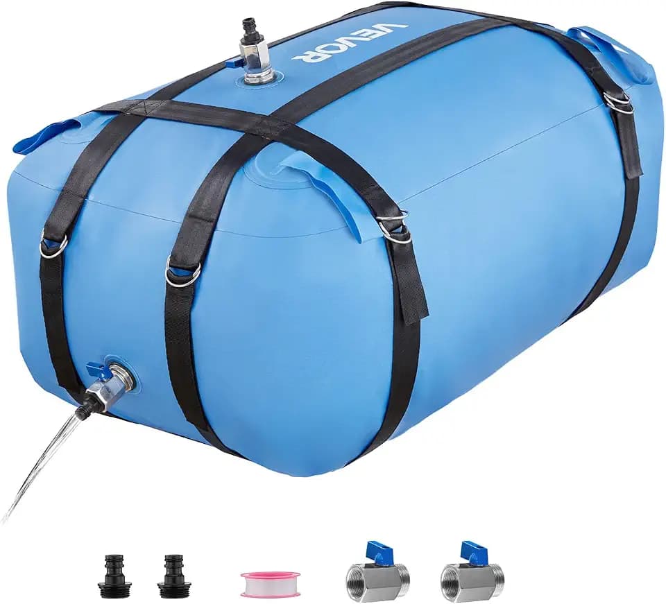 VEVOR Water Storage Bladder, 35 Gallon Large Capacity TPU Soft Water Bag, Portable & Collapsible Water Storage Containers, Leakproof & Wear-Resistant RV Waters Tank for Camping Irrigation Outdoor Use