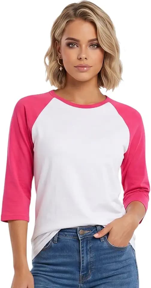 ToBeInStyle Women's Classic Two Color Cotton Baseball T-Shirts