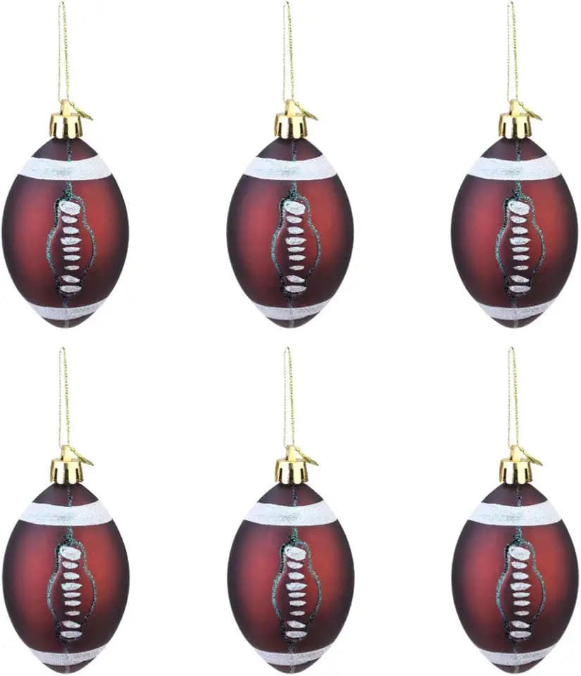 TOYANDONA 6pcs Hanging Christmas Tree Decoration Ornament Christmas Rugby Ornaments Christmas Ball for Sports Theme Christmas Holiday Party Decorations 9cm