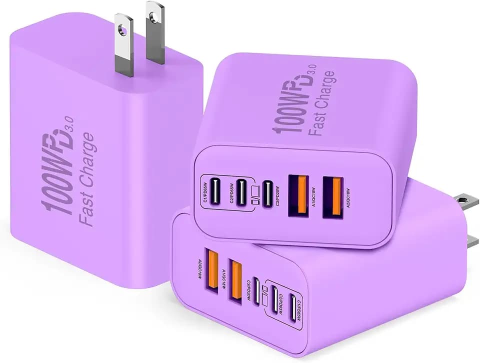 QZIIW USB C Wall Fast Charger Block, 100W 5-Port Type C Fast Charging Block