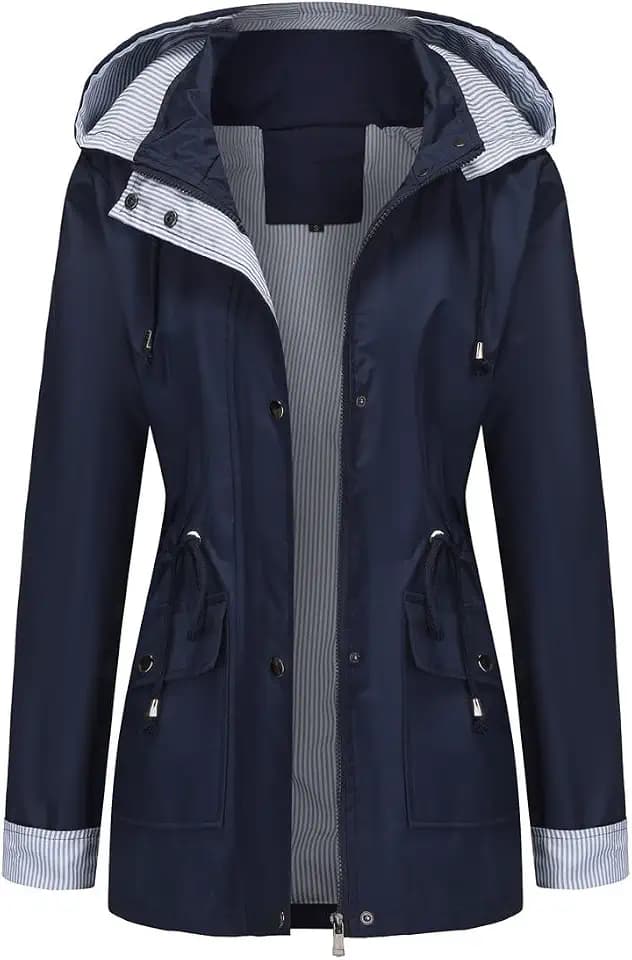 Womens Raincoat Windbreaker Waterproof Lightweight Lined Hooded Rain Jacket