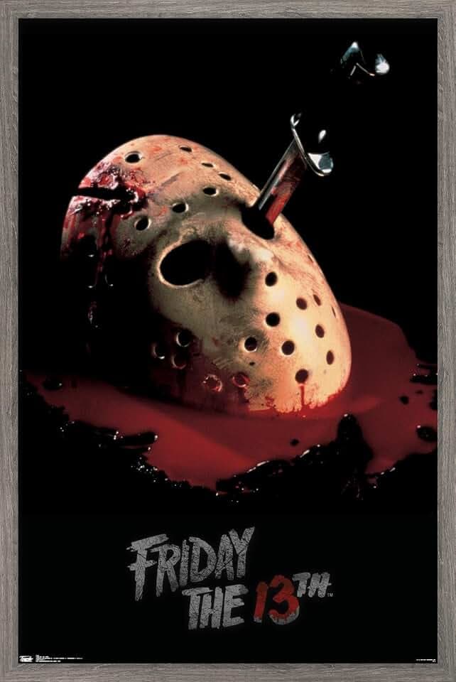 Trends International Friday The 13th - Bleeding Mask Wall Poster, 22.375" x 34", Barnwood Framed Version