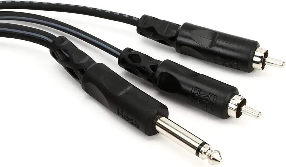 Hosa CYR-103 Y Cable, 1/4" TS to Dual RCA, 9.8 Feet
