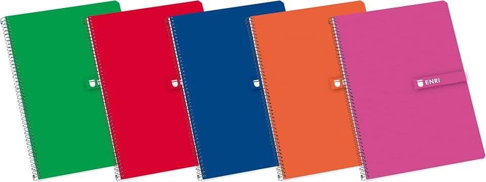 Enri 100430066 – Collegeblöcke, Spiralbindung, Hardcover, F, 5 Stück