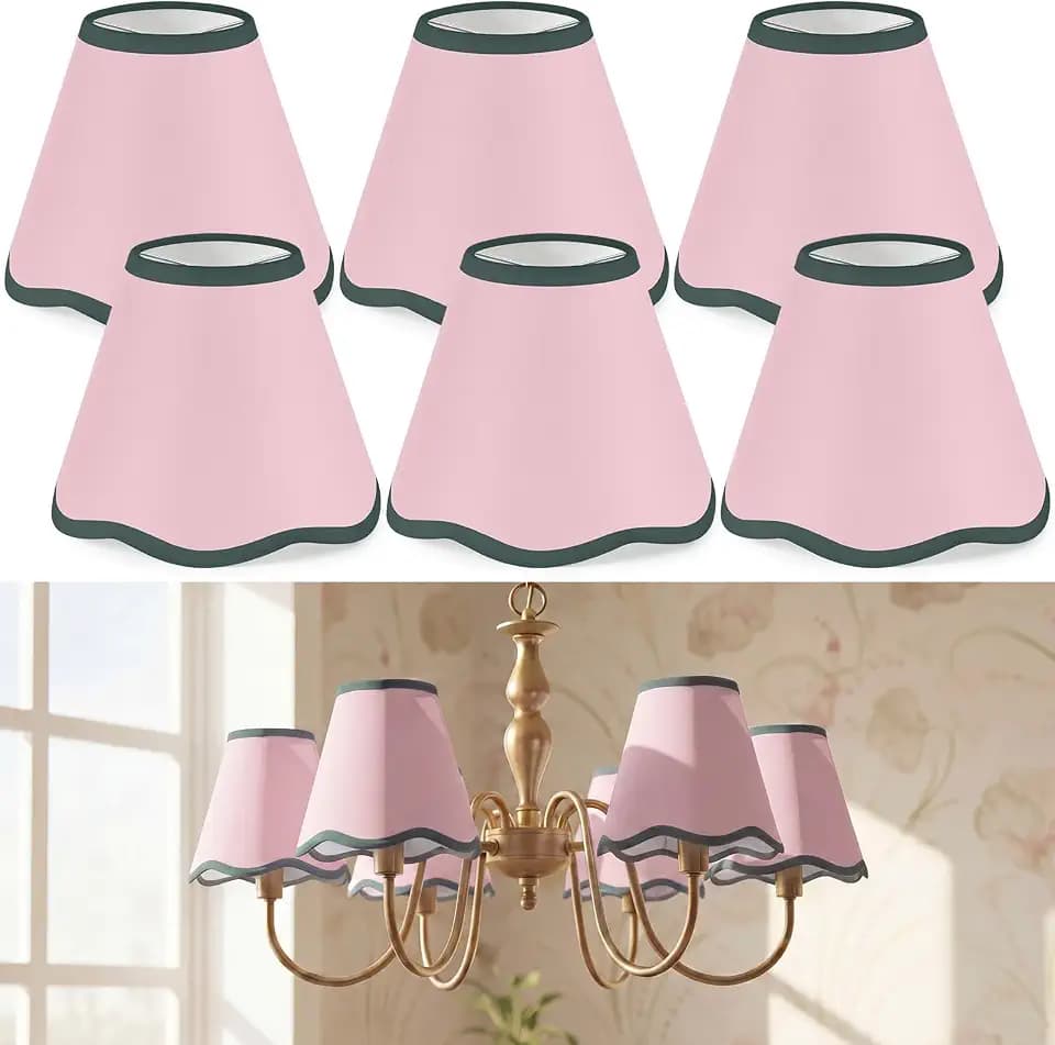 VIHOSE 6 Pack Small Chandelier Lamp Shades, Light Pink