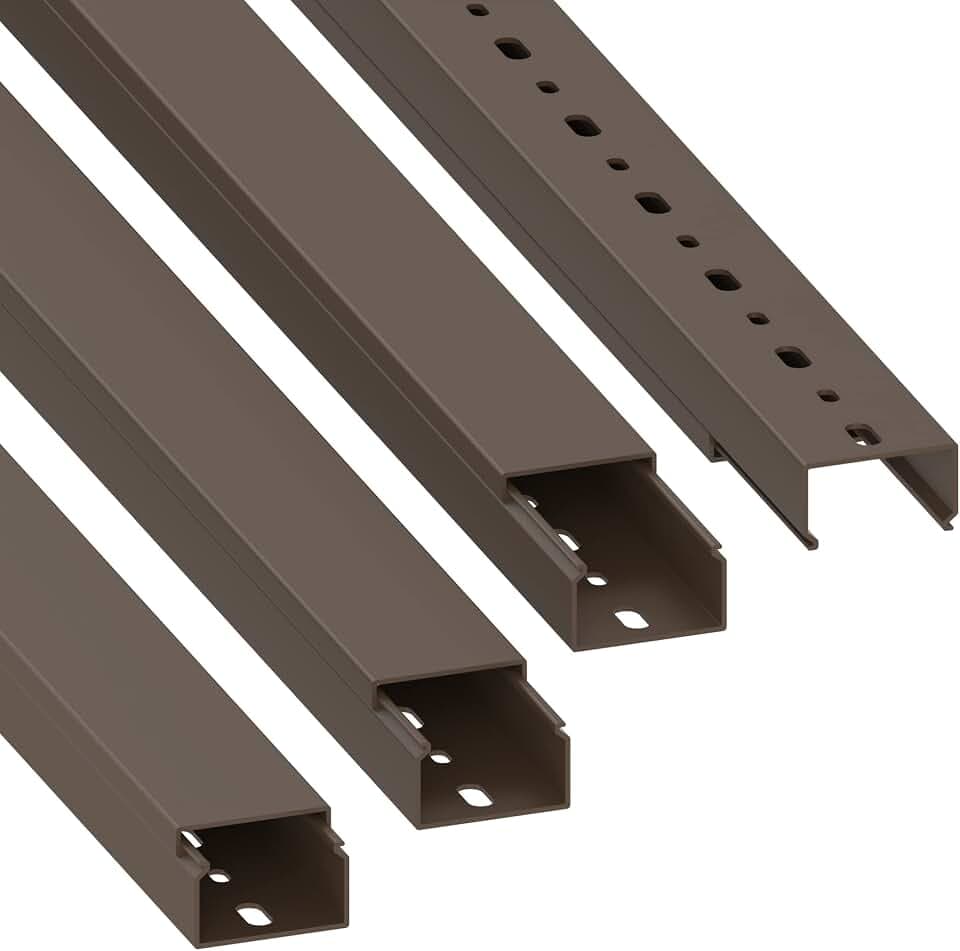 Habengut Kabelkanal (mit Montagelochung im Boden) 25x40 mm aus PVC, Farbe: Braun, Länge 4 m (4 x 1 m Länge)