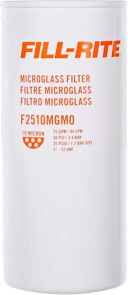 Fill-Rite F2510MGM0 1"-12 UNF 10 Micron Microglass Fuel Filter, Up to 25 GPM, Spin-On Particulate Filter for Fuel Transfer Systems, Removes Dirt, Rust & Contaminants