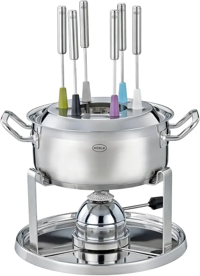 RÖSLE Fondue-Set für 6 Personen mit Edelstahltopf und Brenner