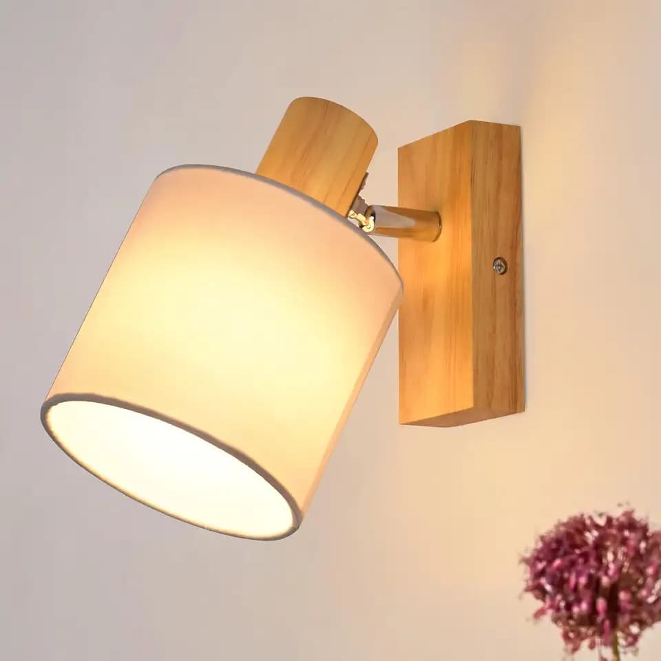 Glitzerlife Wandleuchte Holz Wandstrahler Vintage E14 Wandlampe Wandspot