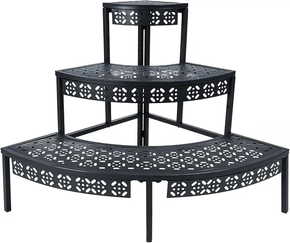 Garden 4 you 3-Tier Metal Plant Stand, Corner Plant Stands Outdoor Indoor