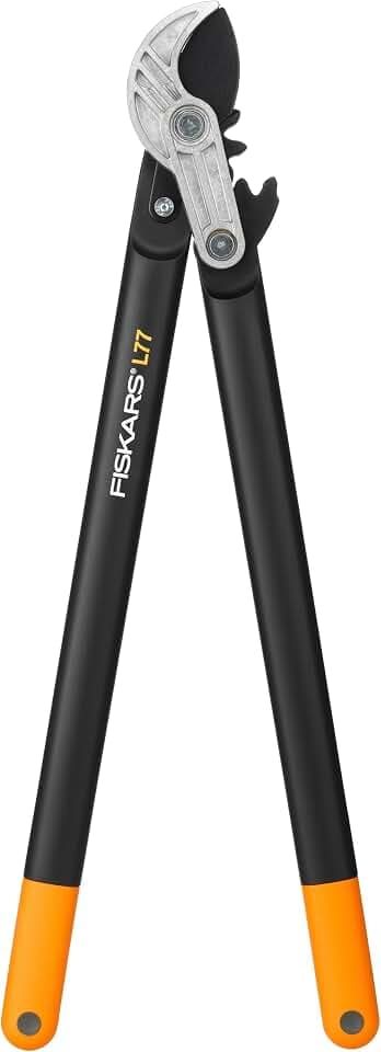 Fiskars PowerGear II Amboss-Getriebeastschere für trockene Zweige und Äste, Antihaftbeschichtet, Gehärteter Präzisionsstahl, Länge 68,6 cm, Schwarz/Orange, L77, 1000583