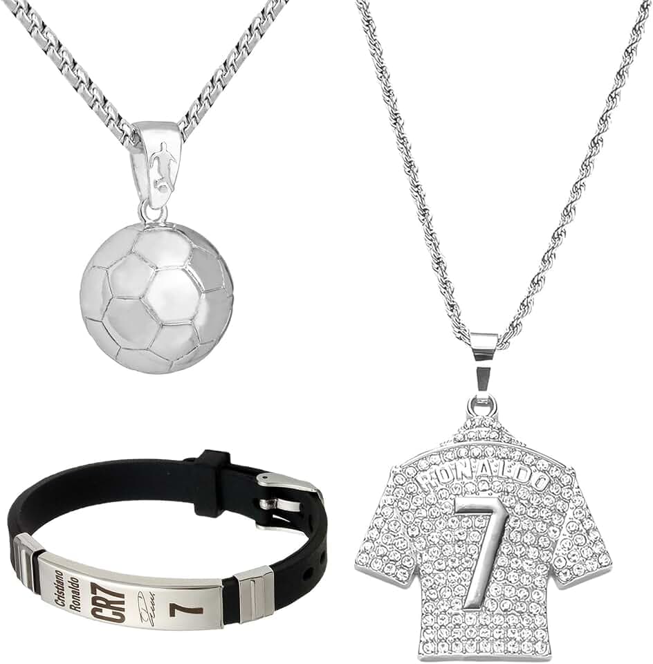 3 Stück Fußball Kette, Kette, Ketten für Jungen, Fussball Armbands Jungen, Trikot Anhänger, Fußball Trikot Halskette, Halsketten Armband für Geburtstagsgeschenk
