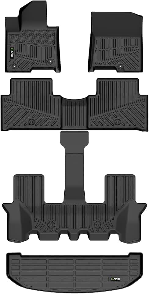 Floor Mats & Cargo Liner Set Fit for 2026-2021 Kia Sorento Hybrid & 2026-2022 Kia Sorento Plug-in Hybrid (PHEV) All Weather Protection TPE Car Full Set Floor Liners Custom Accessories - Black