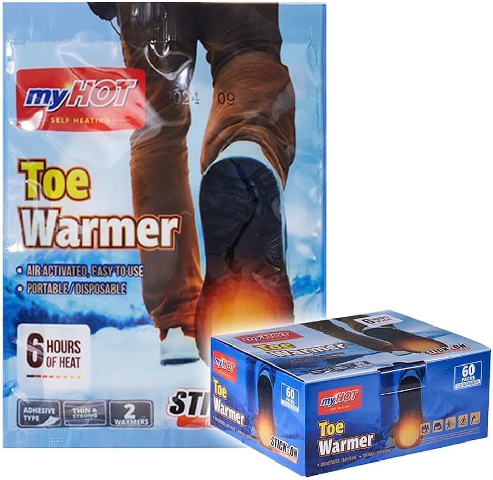 Hand & Toe Warmer 40pack, 60pack, Long Lasting Heat, Air-Activated, Adhesive Warmers for Outdoor Sports, Camping, Winter Commutes - Made in Korea