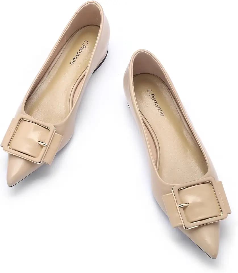 C.Paravano Womens Flats | Pointed Toe Shoes | Ballet Flats | Office Casual