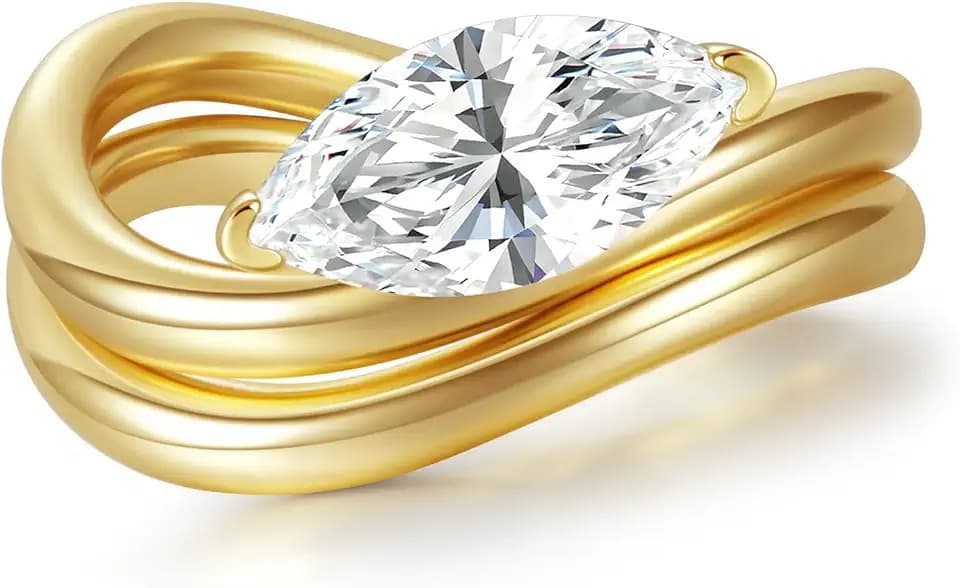 2CT Marquise Moissanite Engagement Ring Set for Women