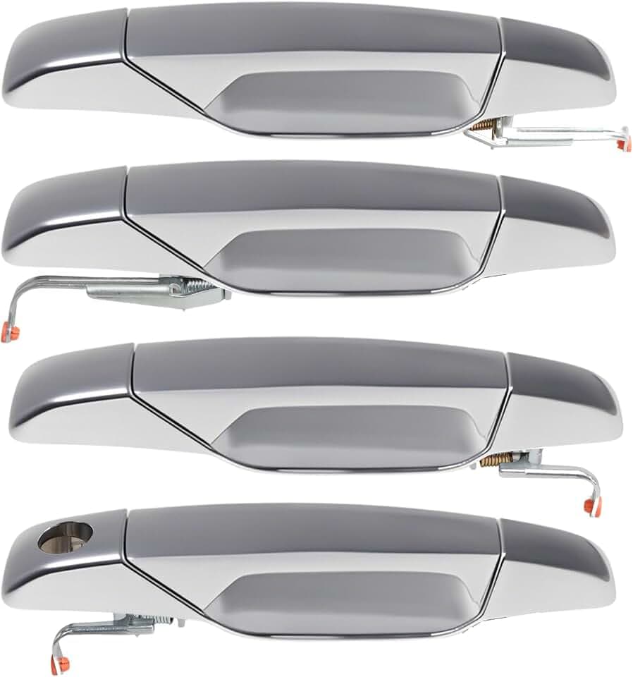 FUSCH Chrome Exterior Front Rear Left Driver & Right Passenger Door Handles Compatible with Escalade Chevy Avalanche Silverado Suburban GMC Sierra Yukon Replace#: 22738721 22738722 22738725 22738726