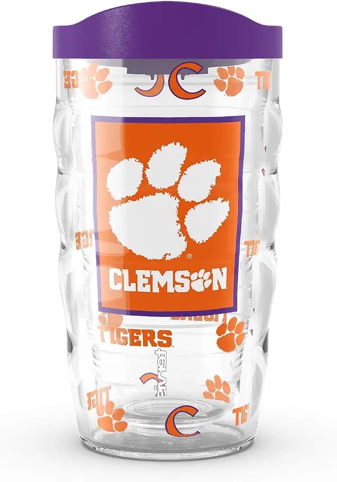 Tervis Clemson Tigers - Overtime Made in USA Double Walled Insulated Tumbler Travel Cup Keeps Drinks Cold & Hot, 10oz, Classic