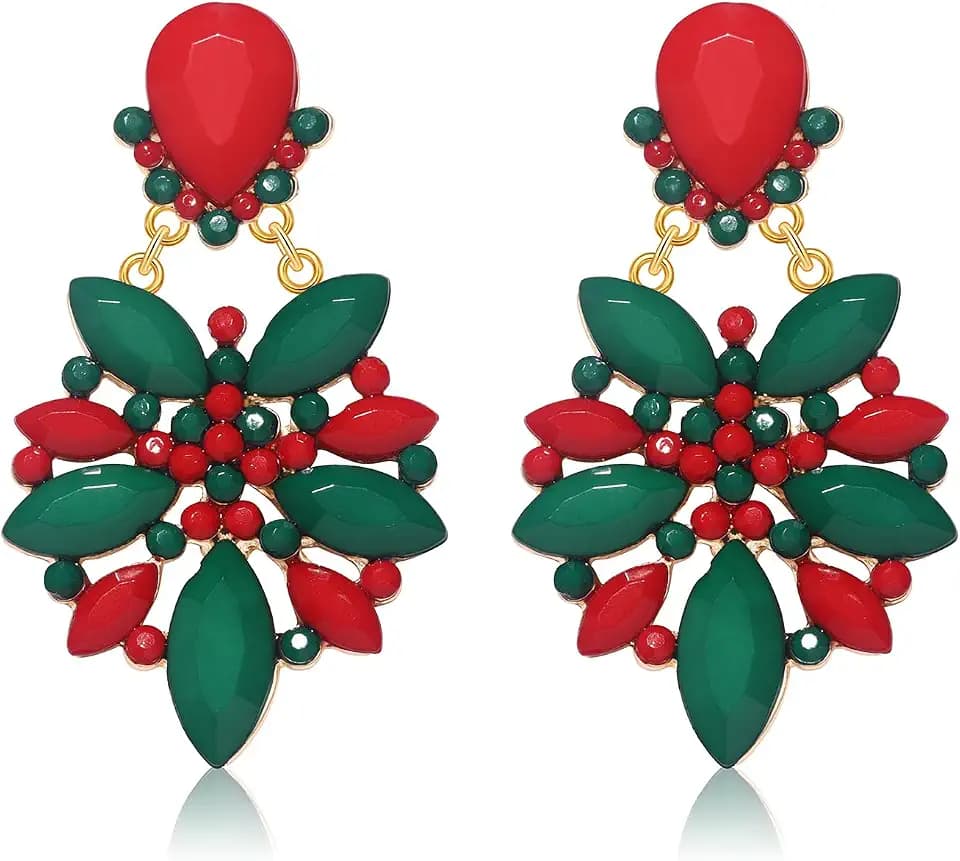 Mardi Gras Earrings for Women Multi Marquise Stone Flower Teardrop Dangle Earrings Carnival Holiday Earrings Fat Tuesday Festive Party Jewelry Gifts