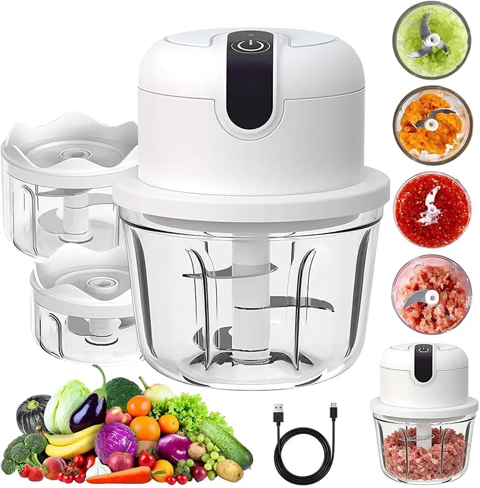 LOMUG Zwiebel Zerkleinerer Elektrisch Mini 100+250+350ml Gemüsezerkleinerer